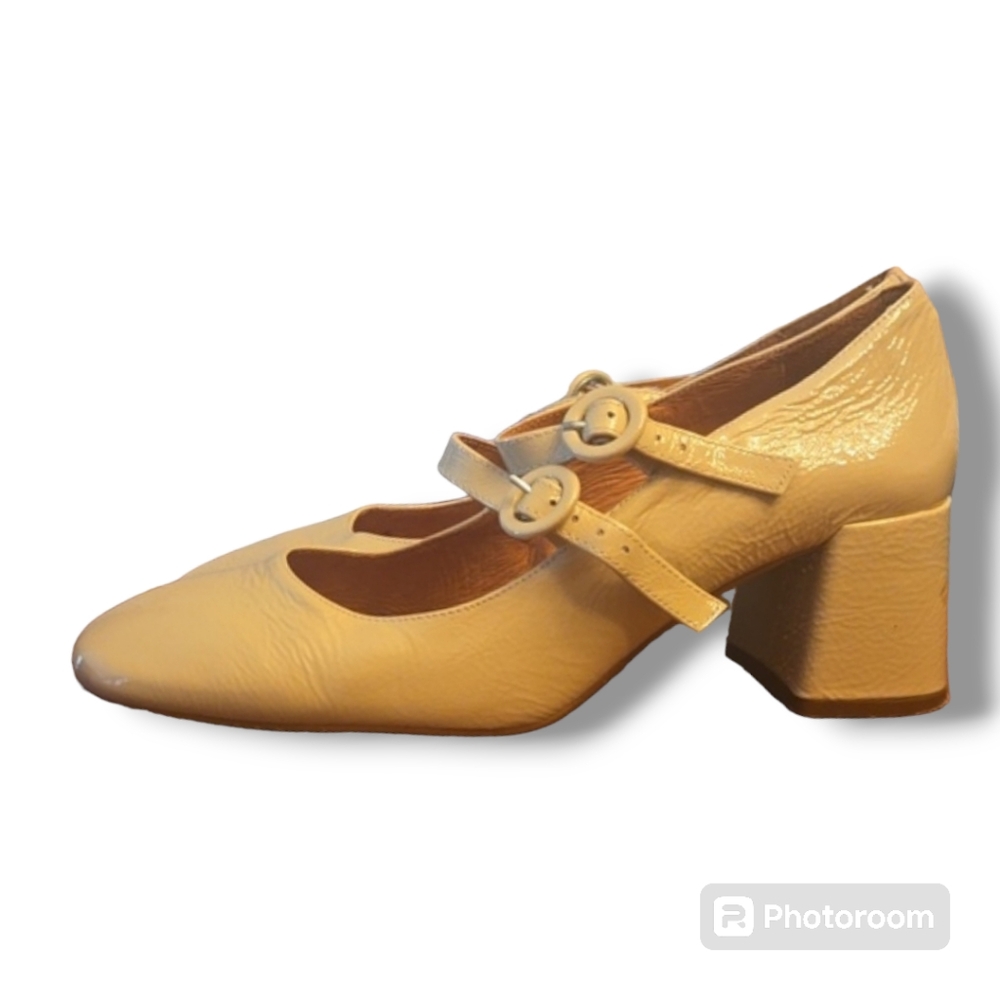 Jonak Paris Alienar Cream Leather Mary Jane Mid-healed Shoes